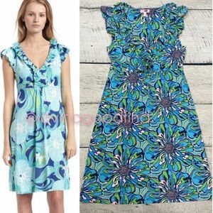 LILLY PULITZER Clare Silk Jersey Ruffle Dress EUC sz S